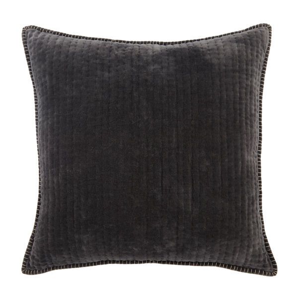 Beaufort Solid Dark Gray/ White Throw Pillow 26 inch image 1