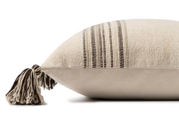 Natural / Charcoal Striped Pillow image 3