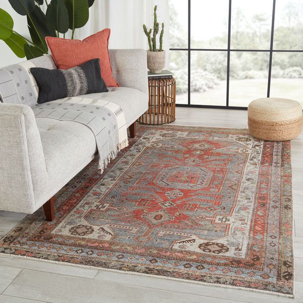 Product Image 4 for Palazza Medallion Gray / Orange Area Rug from Jaipur 