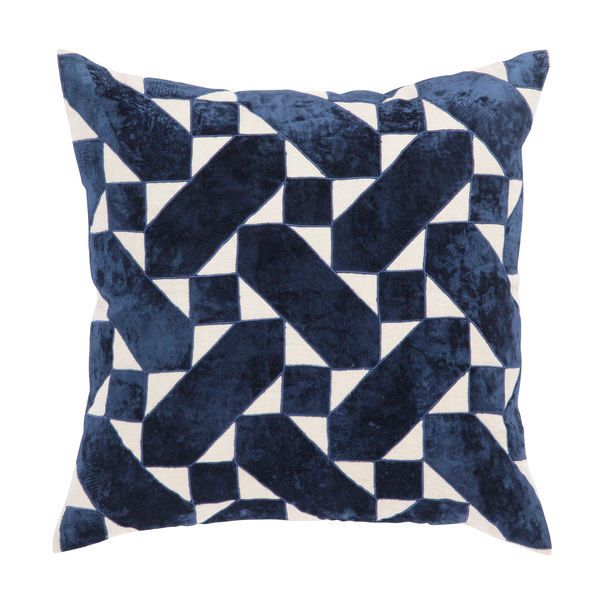 Danceteria Blue/ Ivory Geometric   Throw Pillow 22 inch by Nikki Chu image 3
