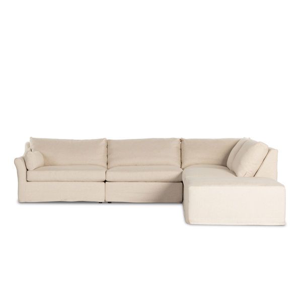Product Image 4 for Delray 4 Piece Slipcover Sectional With Ottoman from Four Hands
