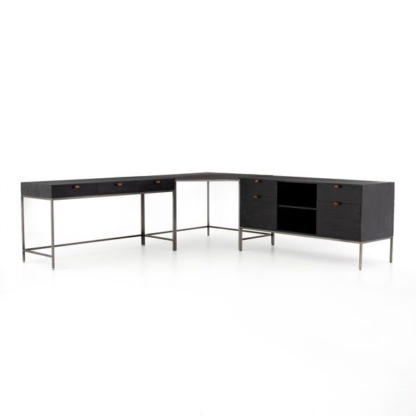 Product Image 6 for Trey Desk System With Filing Credenza - Black Wash Poplar from Four Hands
