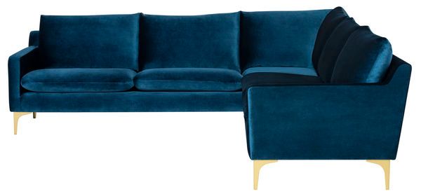 Product Image 3 for Anders Midnight Blue L Sectional from Nuevo