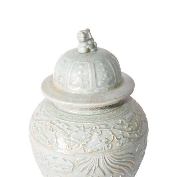 Product Image 3 for Sage Green Embossed Fish Temple Jar from Legend of Asia