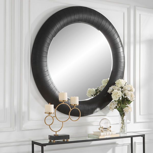 Product Image 3 for Stockade Black Round Mirror from Uttermost