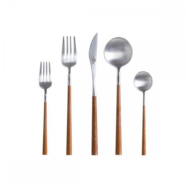 Product Image 1 for Mito Stainless Steel & Wooden Flatware, 5 Pieces - Brushed - Wooden Cable from Costa Nova