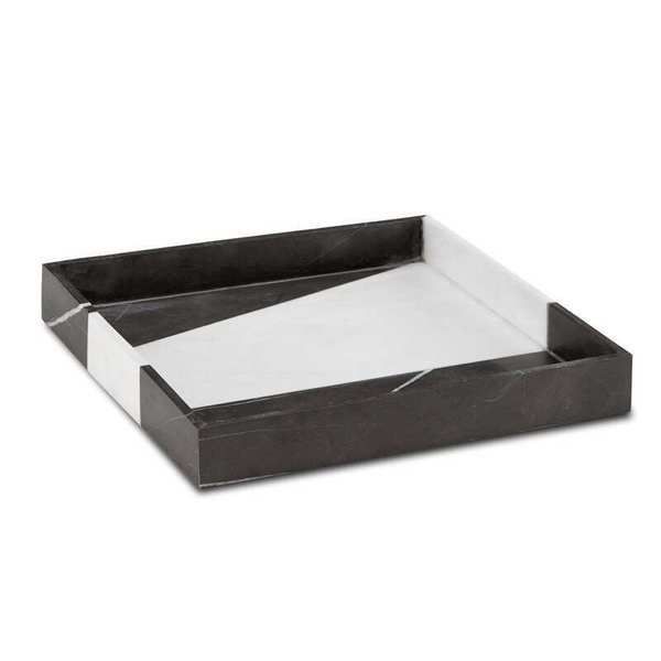 Product Image 1 for Sena Black and White Marble Tray from Currey & Company