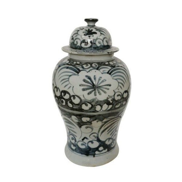 Blue & White Sea Flower Temple Jar - Small image 1