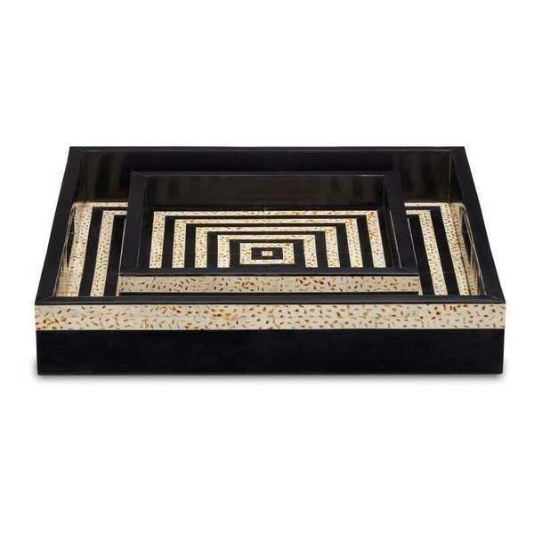 Product Image 2 for Taurus Black & White Tray, Set of 2 from Currey & Company