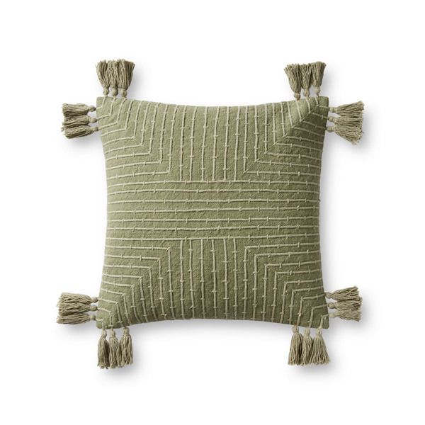 Product Image 1 for Green Embroidered Pillow Cover - 18" Cover Only from Loloi