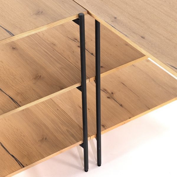 Eaton Oak and Iron Modular Desk with Open Shelving Unit