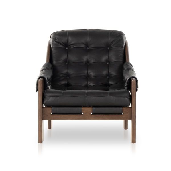Halston Top Grain Leather Chair - Heirloom Black image 4