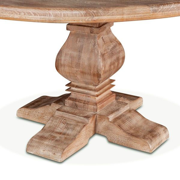 Pengrove Round Mango Wood Dining Table In Antique Oak Finish
