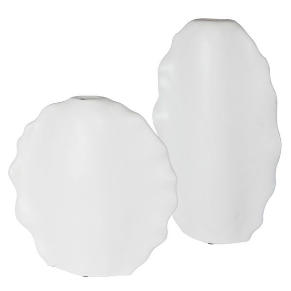 Product Image 2 for Ruffled Feathers Modern White Vases, Set of 2 from Uttermost