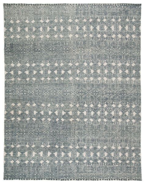 Abelle Hand Knotted Medallion Teal / Light Gray Area Rug image 3