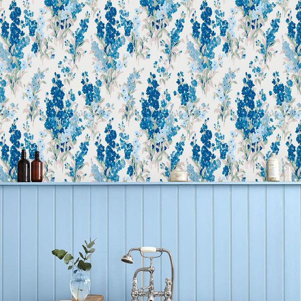 Product Image 2 for Laura Ashley Stocks Blue Sky Floral Wallpaper from Graham & Brown