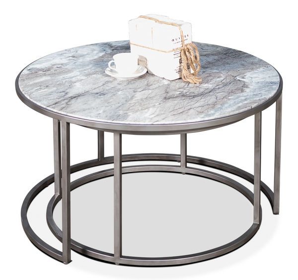 Product Image 2 for Set Of 2 Round Nesting Tables Marble Top from Sarreid Ltd.
