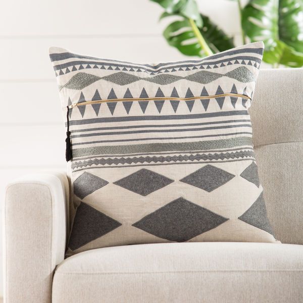 Product Image 1 for Lonyn Beige/ Gray Geometric  Throw Pillow 22 inch by Nikki Chu from Jaipur 