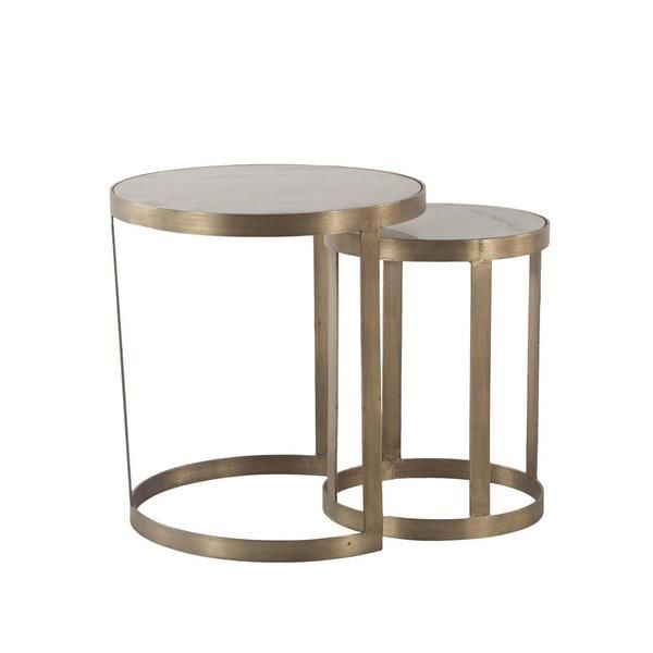 Product Image 2 for Leonardo White Marble Side Tables With Antique Bronze Base, Set Of 2 from World Interiors
