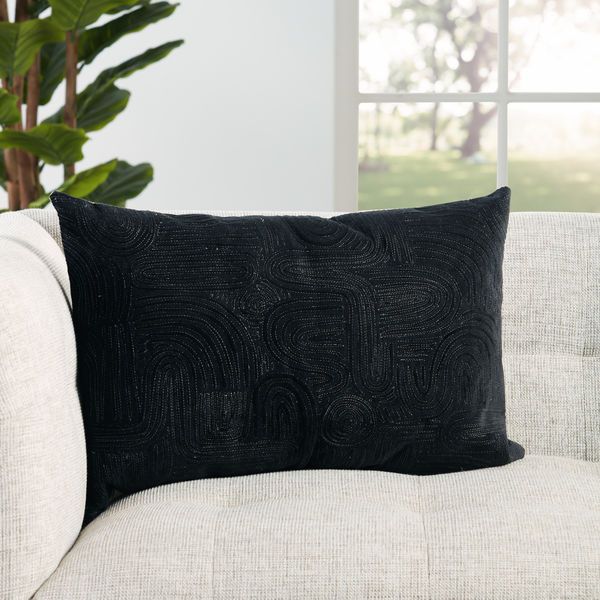 Product Image 2 for Pfeiffer Black/ Silver Abstract Lumbar Pillow from Jaipur 