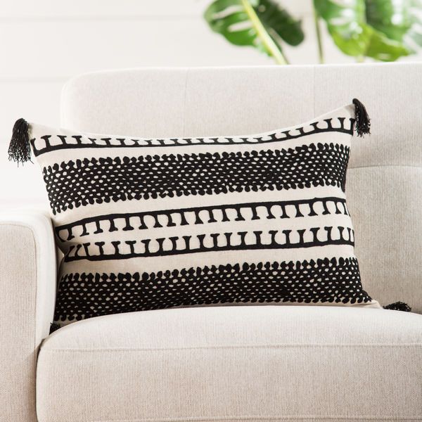 Fala Cream/ Black Geometric Throw Pillow 16X24 inch by Nikki Chu image 7