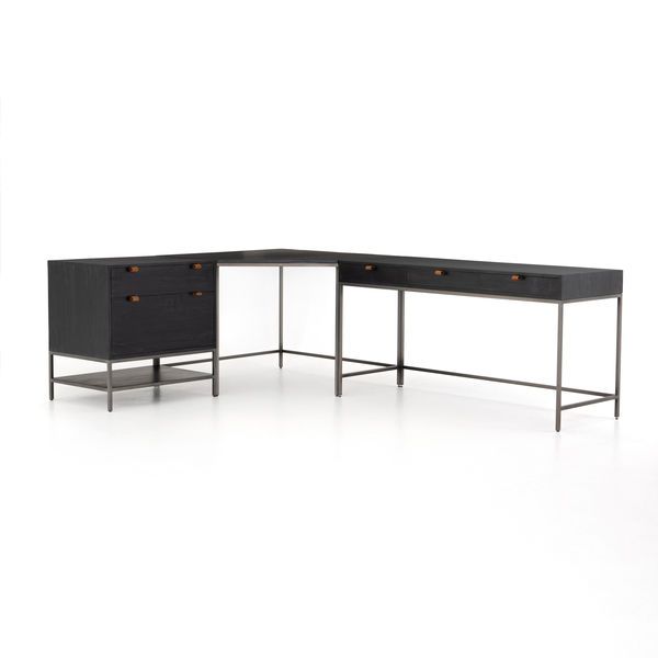 Product Image 7 for Trey Desk System With Filing Cabinet - Black Wash Poplar from Four Hands