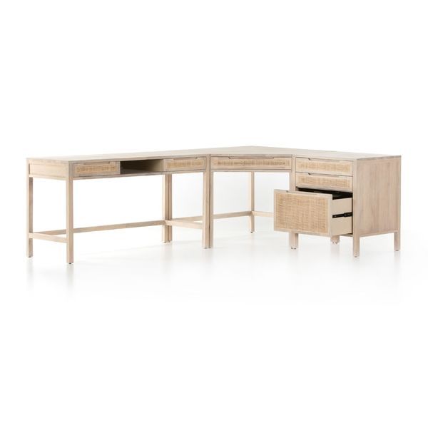 Clarita Desk System W/ Filing Cabinet - White Wash Mango image 12