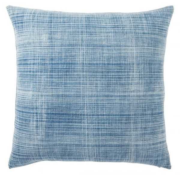Morgan Handmade Soild Blue/ White Down Throw Pillow 22 Inch image 1