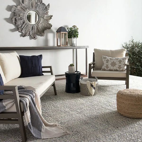 Almand Natural Solid White/ Gray Rug image 6