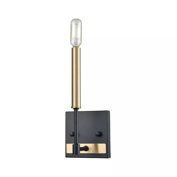 Livingston 1 Light Vanity Lamp In Matte Black And Satin Brass image 5