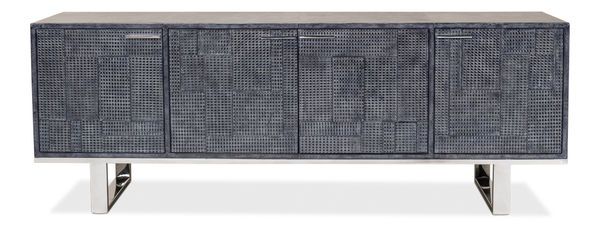 Product Image 2 for Bronzini Credenza  Embossed Blue/Gray from Sarreid Ltd.