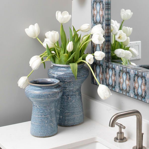 Snorkel Vases in Blue Reactive Glaze (Set of 2) image 2