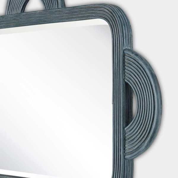 Product Image 3 for Santos Navy Rattan Rectangular Mirror from Currey & Company