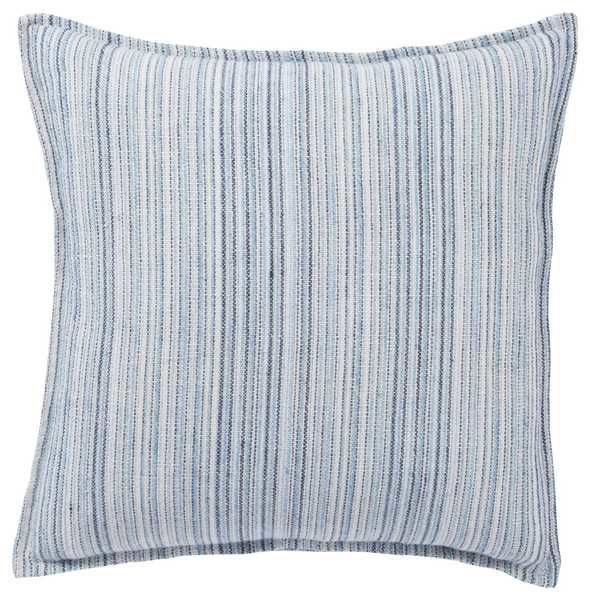 Taye Stripe Blue/ White Down Throw Pillow 22 Inch image 1