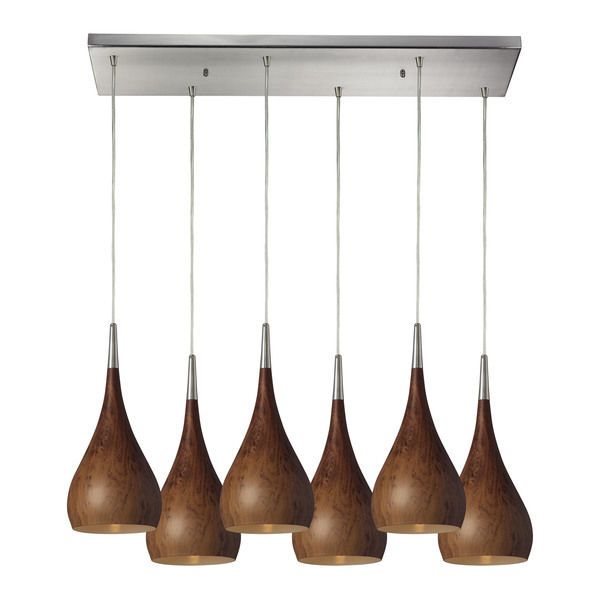 Product Image 1 for Lindsey 6 Light Pendant In Burl Wood And Satin Nickel from Elk Lighting