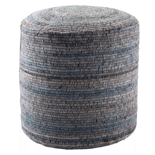 Duro Stripes Light Blue/ Gray Cylinder Pouf image 1