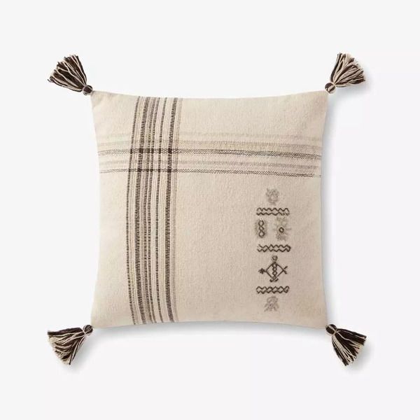 Natural / Charcoal Striped Pillow image 1
