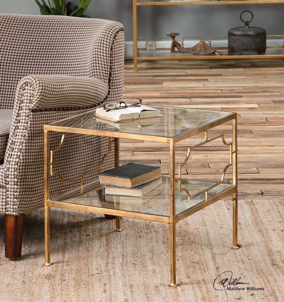 Uttermost Genell Gold Cube Table image 1