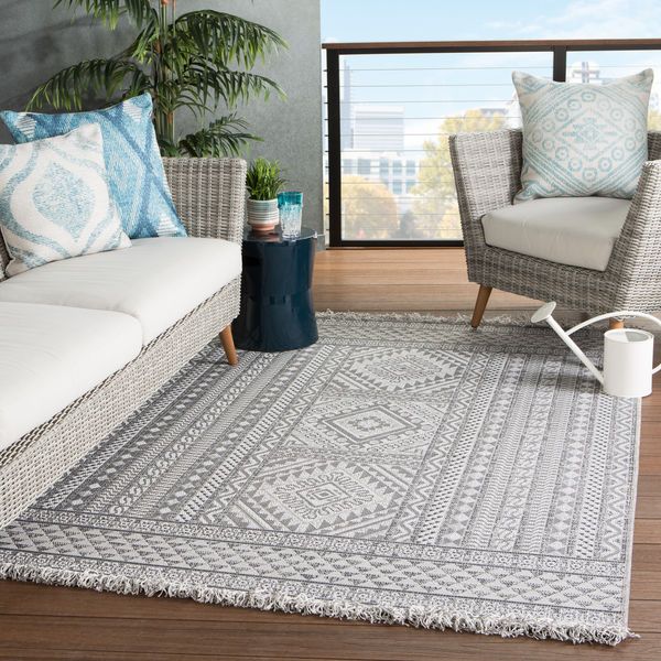 Product Image 7 for Inayah Indoor / Outdoor Tribal Gray / Light Gray Area Rug from Jaipur 