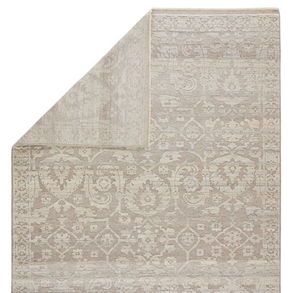 Ayres Hand-Knotted Floral Taupe/ Gray Rug image 3