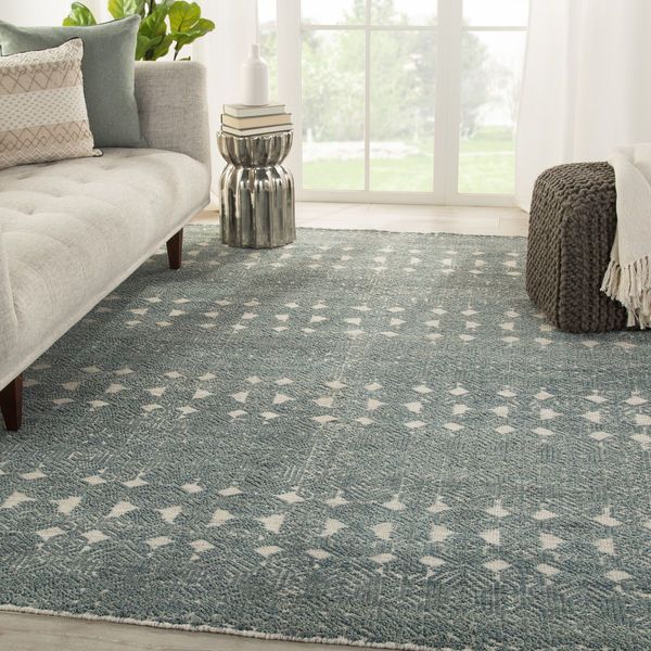 Abelle Hand Knotted Medallion Teal / Light Gray Area Rug image 5