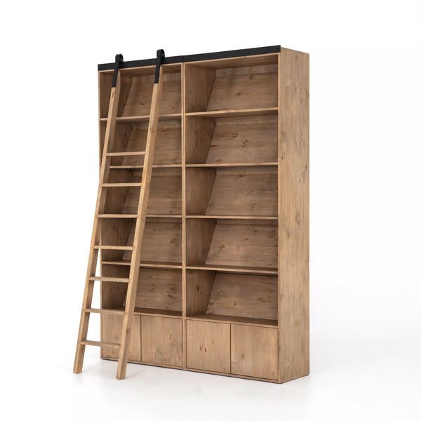 Bane Double Bookshelf W/ Ladder Smoked P image 14