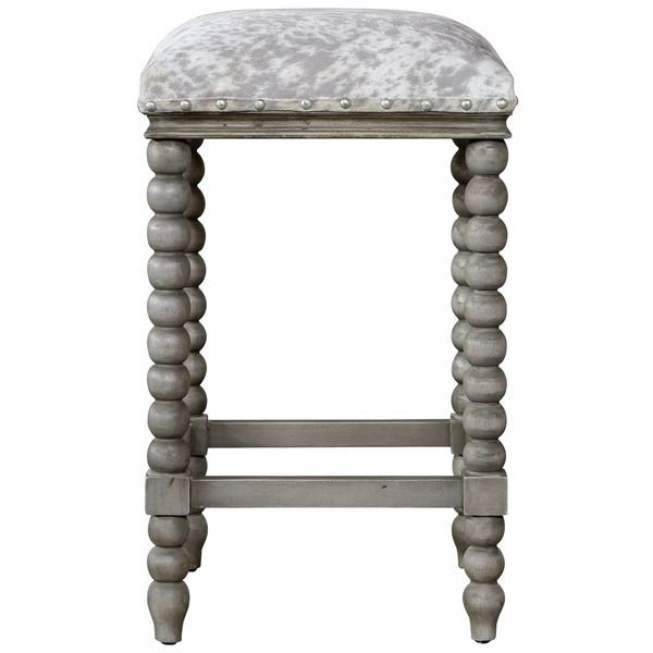 Product Image 3 for Estes Faux Cow Hide Counter Stool from Uttermost