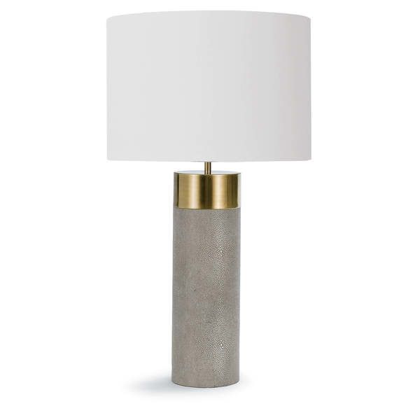 Harlow Ivory Grey Shagreen Cylinder Table Lamp image 1