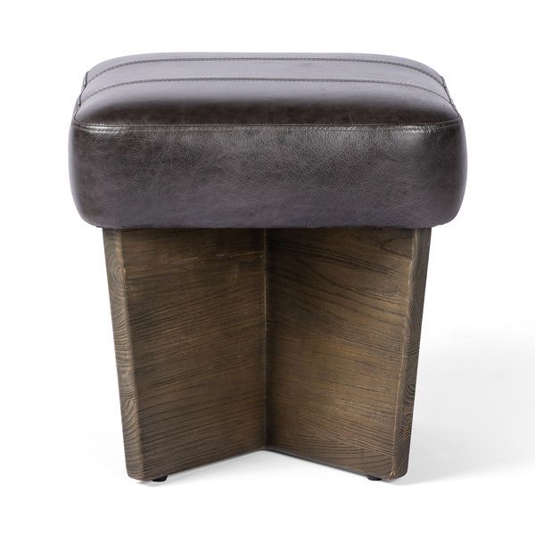 Chaz small leather ottoman sonoma black scout nimble