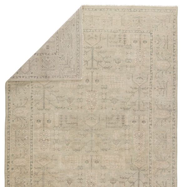 Ginerva Hand-Knotted Oriental Cream/ Green Rug image 3