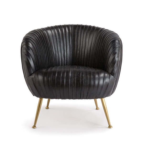 Beretta Leather Small Accent Chair - Modern Black image 1