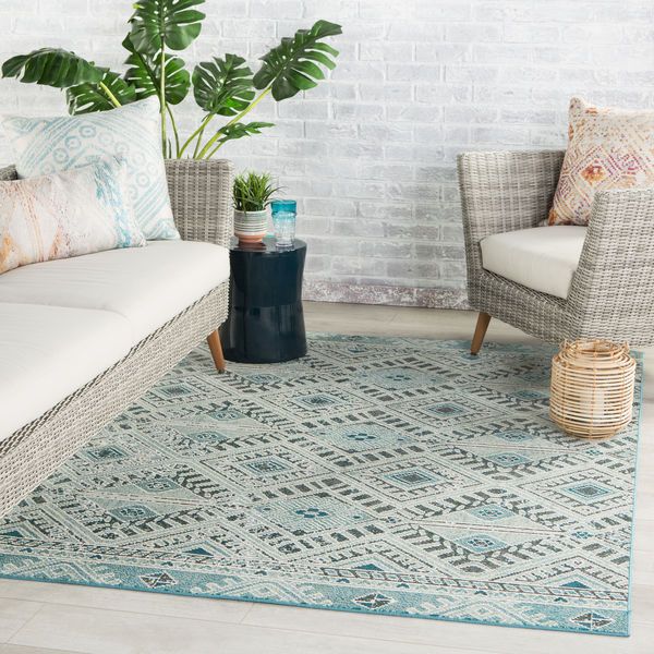 Product Image 13 for Nikki Chu By  Sax Indoor / Outdoor Tribal Blue / White Area Rug from Jaipur 
