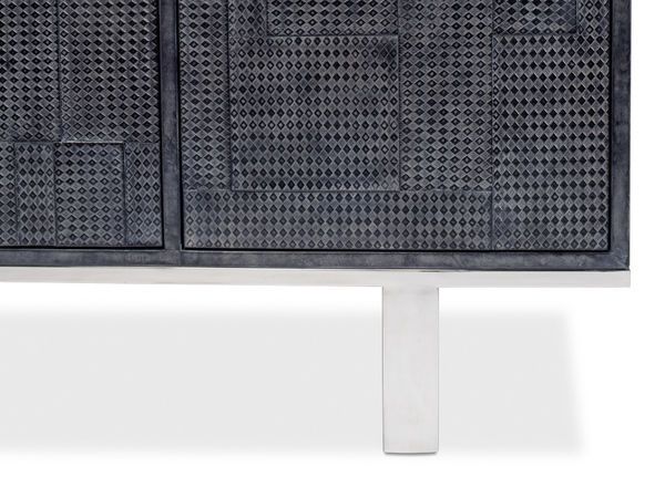 Product Image 4 for Bronzini Credenza  Embossed Blue/Gray from Sarreid Ltd.