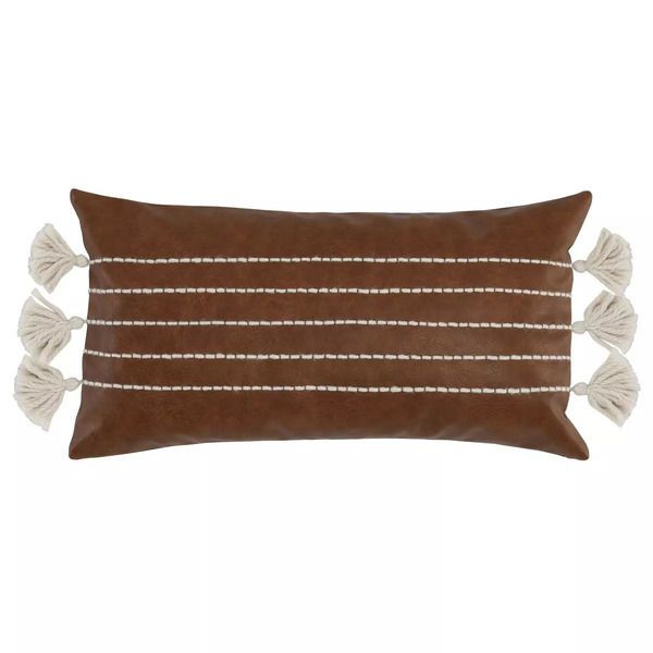 Product Image 1 for Ezekiel Vegan Leather Brown Pillow (Set Of 2) from Classic Home Furnishings